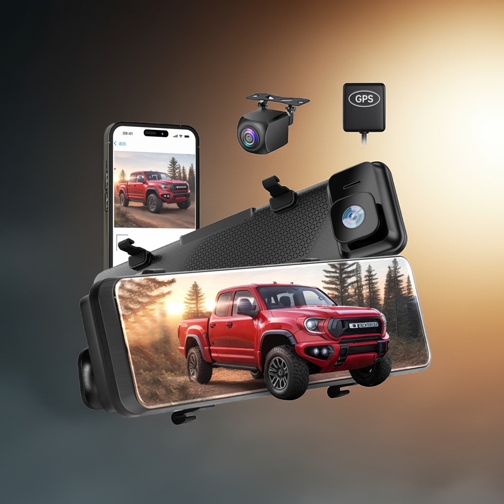 DigiByt 12" 4K Mirror Dash Cam Front and Rear, Rearview Mirror Backup Camera with 128GB Card, GPS, Wi-Fi, Night Vision, G-Sensor, Parking Assistance – Back Up Camera for Cars - New Upgraded Model