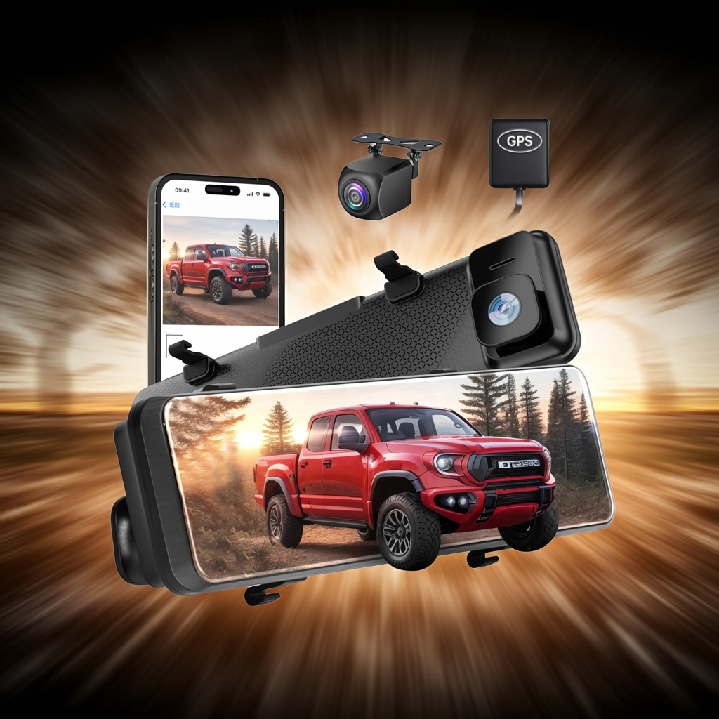 DigiByt 12" 4K Mirror Dash Cam Front and Rear, Rearview Mirror Backup Camera with 128GB Card, GPS, Wi-Fi, Night Vision, G-Sensor, Parking Assistance – Back Up Camera for Cars - New Upgraded Model